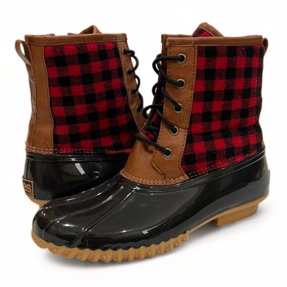 Totes Buffalo Plaid Duck Boots Size 8 - Picture 15 of 15